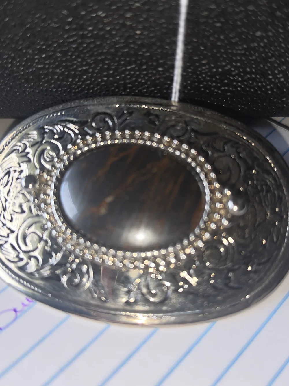 Ornate Oval Buckle with Austrailian Tiger's Eye Center